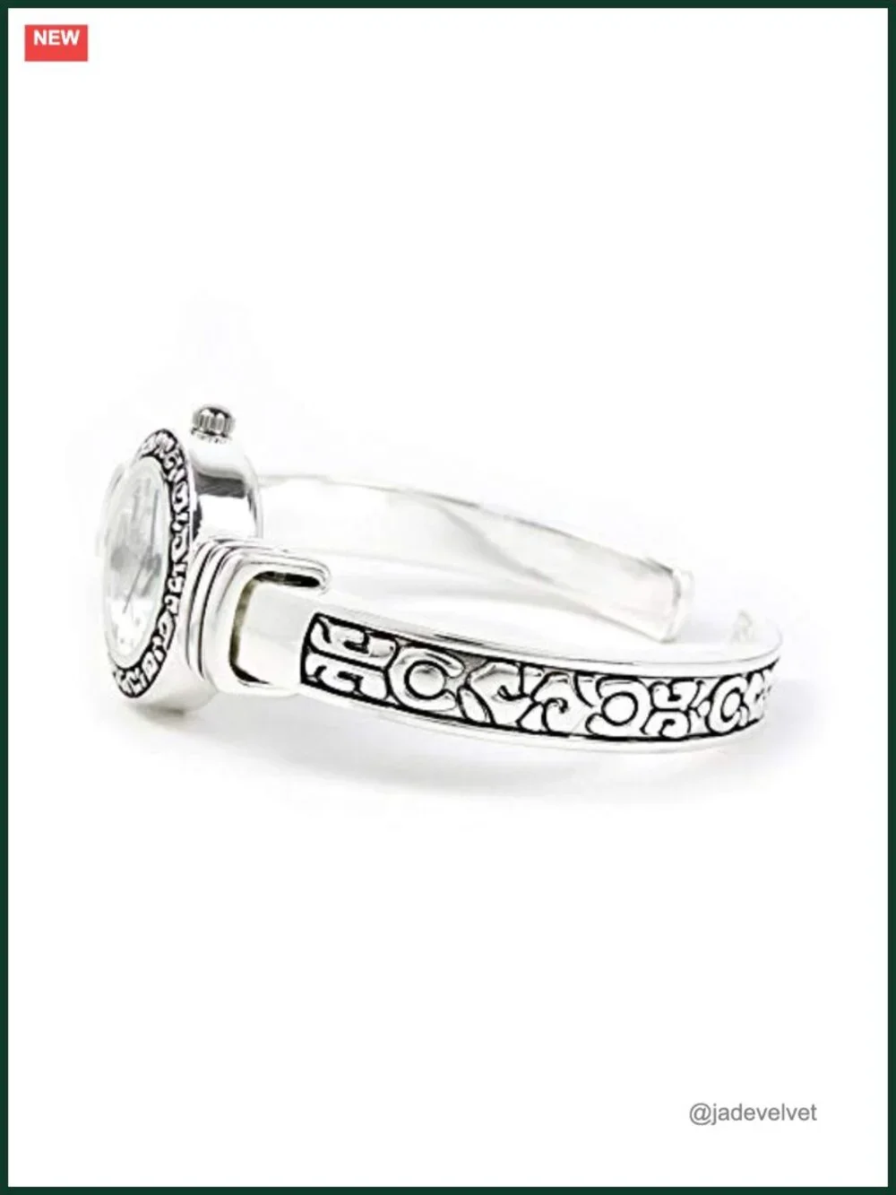 Silver Western Decorated Bangle Cuff Watch for Women